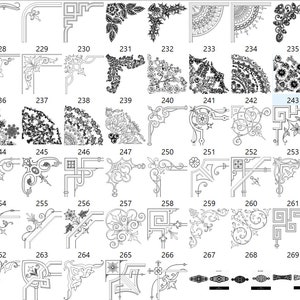 Bibliothèque d'art Lightburn 324 graphiques de motifs d'angle Fichiers de bibliothèque laser (.Lbart)