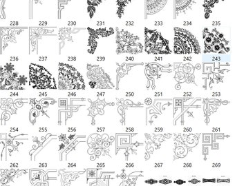 Lightburn Art Library 324 Graphics of Corner Patterns Laser Library Files (.Lbart)