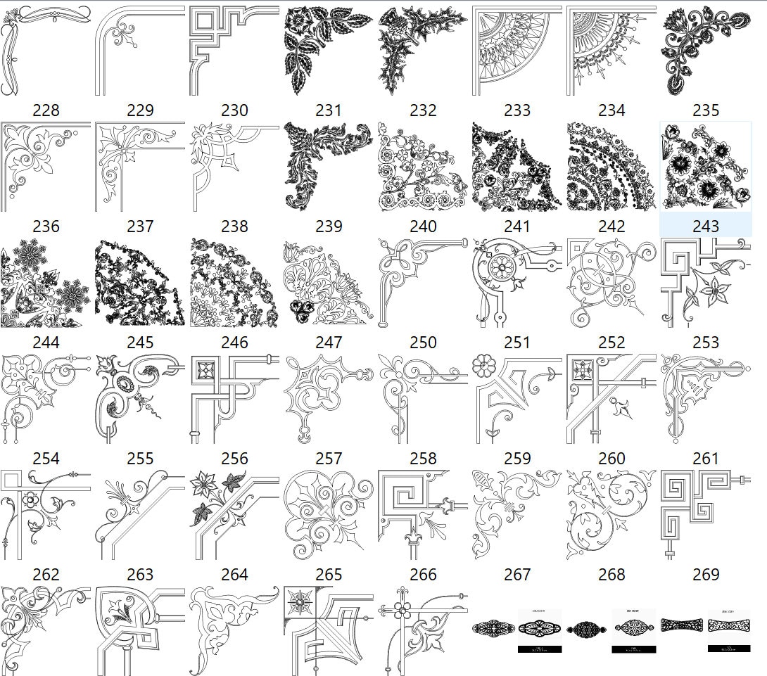 Lightburn Art Library 324 Graphics of Corner Patterns Laser - Etsy