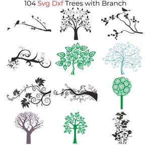 104 SVG DXF boom met takbundel voor Lightburn Art Library lasergraveren