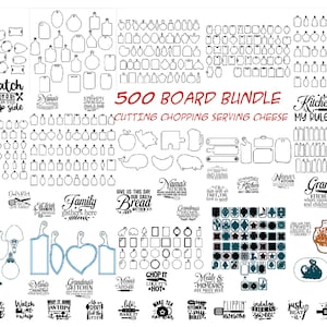 500 corte cortar queso tabla para servir bandeja paquete Lightburn Art Library Lbart archivos para madera láser grabado corte cocina cocina citas