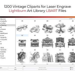 1200 Png Clipart Vintage Designs Lightburn Art Bibliothek (.Lbart) Dateien für die Lasergravur