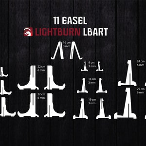 11 Staffelei Set Mehrere Größen Rahmen Display Halter Stand Lbart Datei für Lightburn Holz Laser Cut Datei