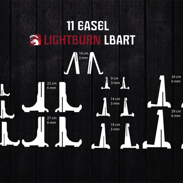11 Easel Set Multiple Sizes Frame Display Holder Stand Lbart File for Lightburn Wood Laser Cut File