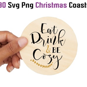 490 Svg Png Christmas Round Coaster Bundle Sublimacja Nowy Rok Cytaty Świętego Mikołaja Jelenia Okrągłe ozdoby do sklejki Mdf Cięcie laserowe Grawerowanie