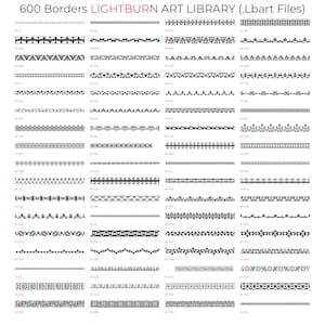 600 SVG Borders Lightburn Art Library-bestanden (.Lbart) voor lasergraveren met index