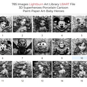 3D Bilder Porzellan Cartoon Farbe Papier Kunst Baby Helden Superhelden Lightburn ArtLibrary (.Lbart) Dateien für die Laser Gravur
