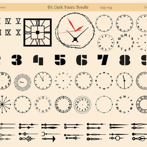 81 cirkel rond wandwijzerplaat bundel SVG PNG-bestand voor Cricut Silhouette Lightburn laser metaal houtsnede graveren