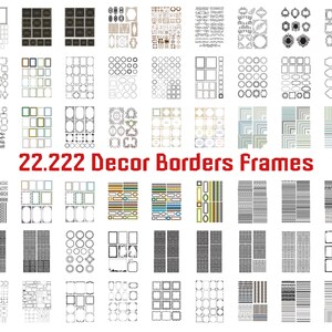 22.222 SVG PNG Decor Frames randen monogram lijn paneel bundel voor lasersnijden en graveren sublimatie elegante vintage barokke elementen