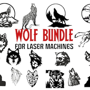 60 Wolf Wand Dekor SVG PNG Lightburn Art Bibliotheksdatei für Laser Cut Engrave Bibliothek, Holz Laserprojekte, Metall Plasmen, Cricut Schnitt