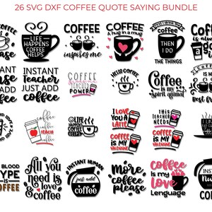 26 SVG DXF koffie offerte bundelbestand voor laser metaal houtsnede gravure
