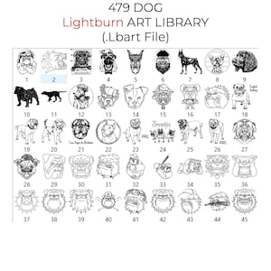479 Dog Lightburn Art Library (.Lbart) Files for Laser Engrave