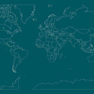 Weltkarte Country Border Lines SVG DXF für Lightburn Laser Engrave