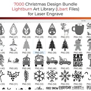 7000 Christmas Lightburn Art Library-bestanden (.Lbart) voor lasergraveren