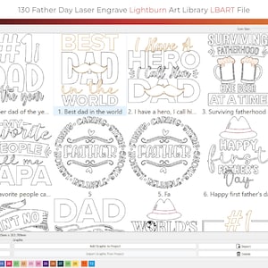 130 Father Day Clipart Designs Lightburn Art Library (.Lbart) Files for Laser Engrave