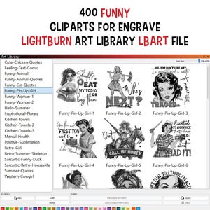 400 Funny Cliparts Lightburn Art Library (.Lbart)-bestand voor lasergraveren