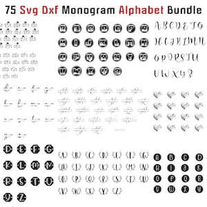 75 Svg Dxf alfabet monogram bundel ABC gesplitste letters voor laser gesneden en graveren Crafter familienaam deur teken