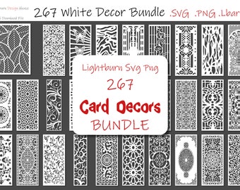 267 Svg Png Bundle Black&White Decor Panel Bookmark Patterns pour Cricut Silhouette Invitation Card Cut Engrave, Tumbler Template Lbart File