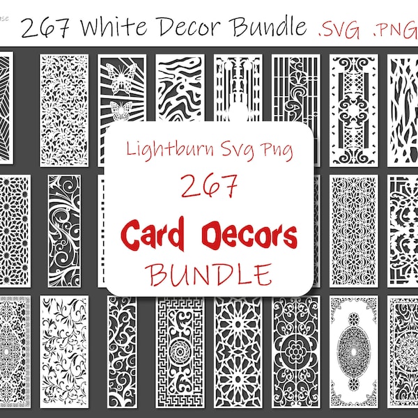 267 Svg Png Bundle Black&White Decor Panel Bookmark Patterns for Cricut Silhouette Invitation Card Cut Engrave, Tumbler Template Lbart File