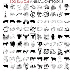 Pacote de 800 animais Svg Dxf para gravação a laser com índice