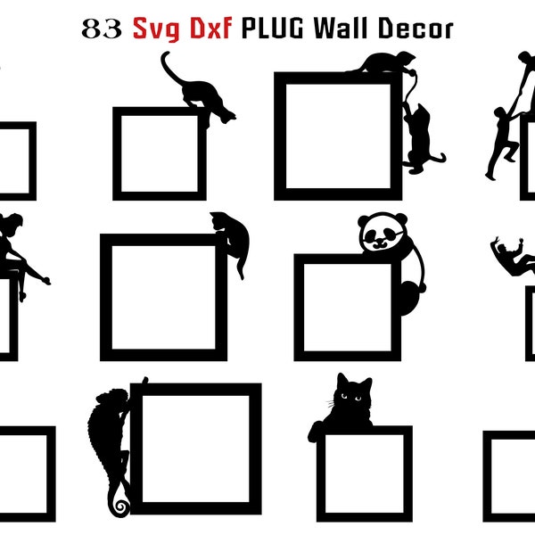 83 SVG Dxf Light Switch Plug Wall Decor Cover Frame Surround Outlet Corner Frames Wood Metal Paper Laser Cut Engrave Silhouette Cricut
