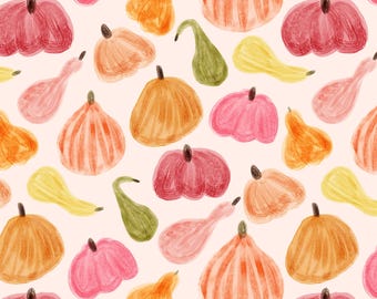 Watercolor Pumpkin Seamless Pattern: Fall Commercial Use Digital File