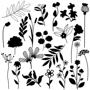 Minimalistic Botanical Line Art, Botanical Wildflowers Line Art, Floral Line Art, Wildflower Clipart,Flower Sketch,Flower png Commercial Use