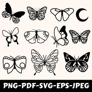 Schmetterling Bundle SVG, Monarchfalter Clip Art, Schwarm Schmetterling PNG, Insekt Sofort-Download, Schmetterling Transfer, Schmetterling Monogramm PDF