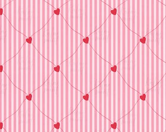 Diamond  Valentine Hearts Repeating Pattern: Pink Preppy Watercolor Stripes, Commercial Use (Digital Download)