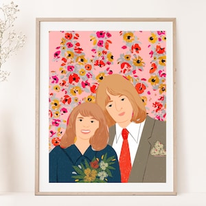 Custom Portrait from Photo Digital Portrait Custom Couple Portrait Personalized Anniversary Gift Digital Download Wall Art Home Decor Art