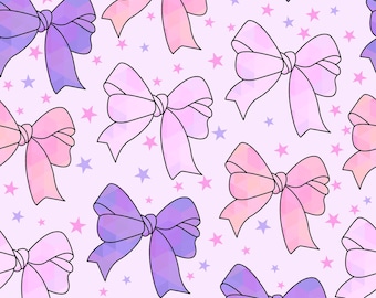 Pastel Bows Seamless Pattern, Pink Blue Trellis (PNG Digital Download)
