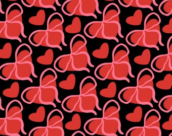 Padrão sem emendas para o Dia dos Namorados com laço de coração vermelho: arquivo digital Boho Coquette