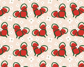 Strawberry Heart Bow Seamless Pattern: Valentine's Day File (PNG Digital Download)