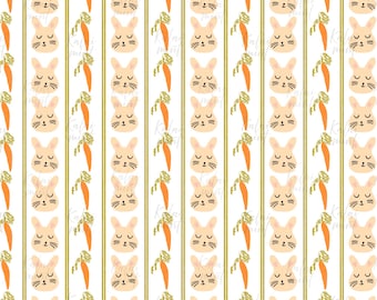 Preppy Watercolor Easter Bunnies and Carrots Stripe Repeating Pattern  (PNG Digital Download)