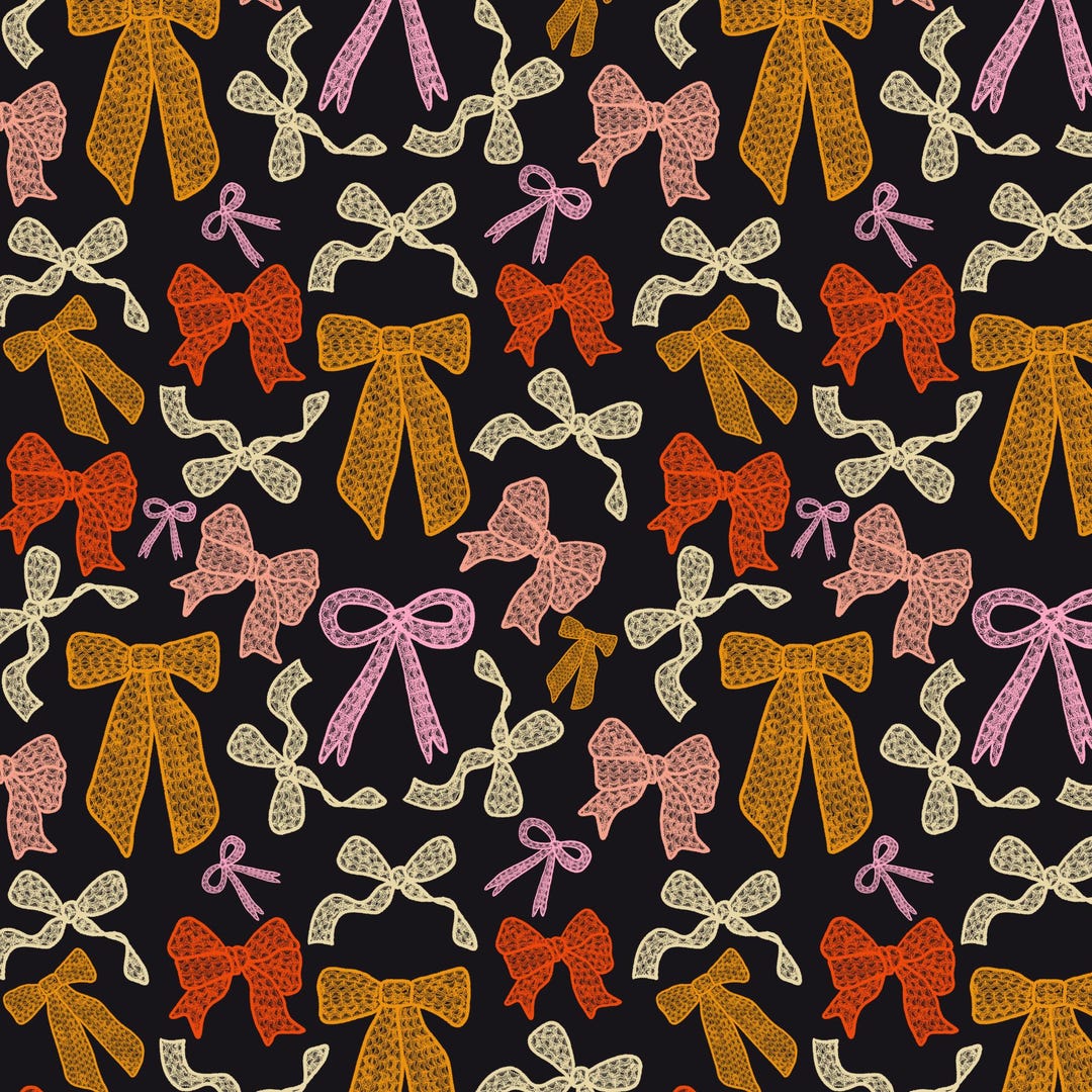 Halloween Coquette Lace Bows Seamless Pattern, Spooky Digital Paper ...