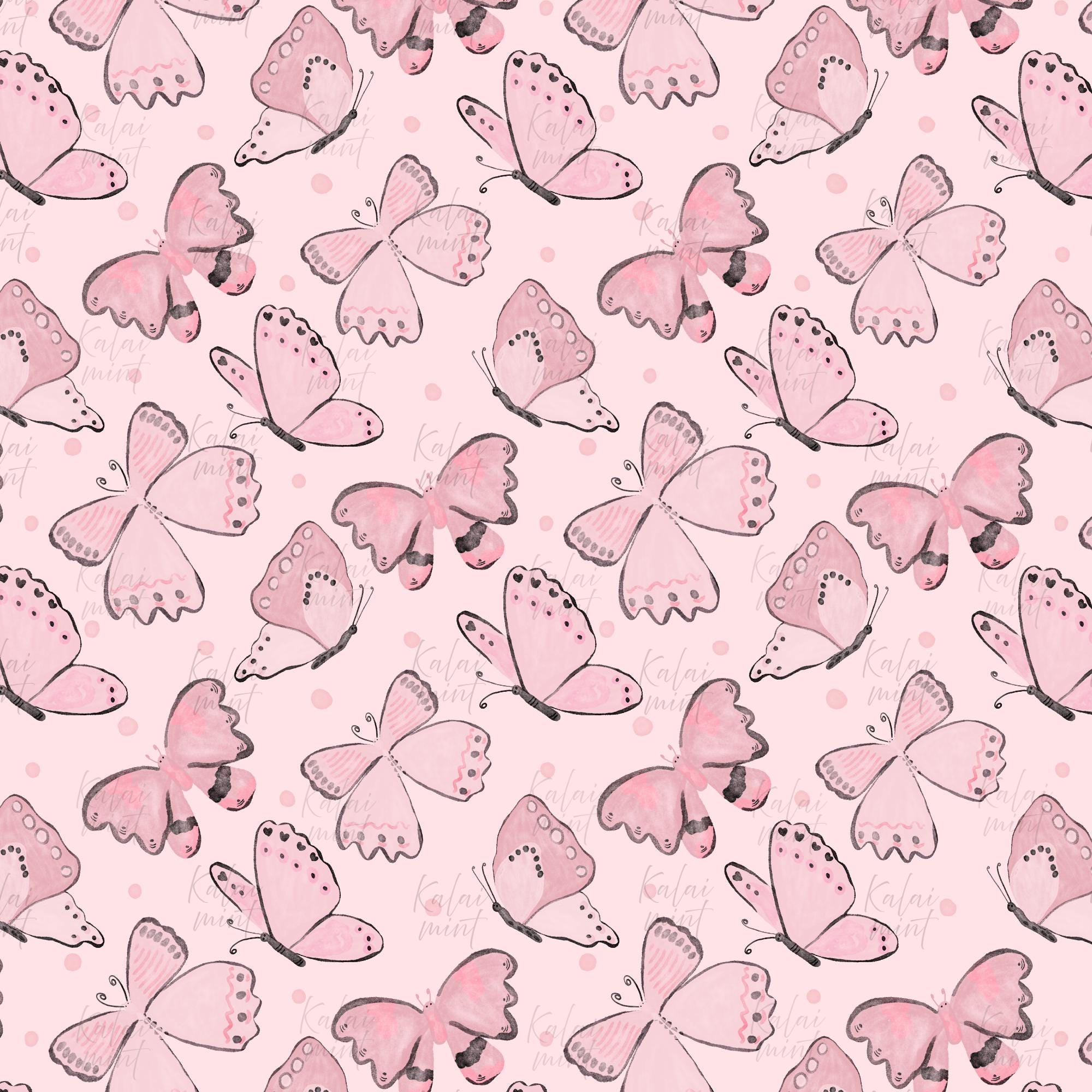 Watercolor Pink Butterfly Seamless Repeating Pattern : Spring ...