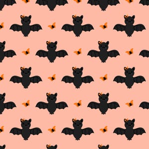 Grazioso motivo ripetuto senza soluzione di continuità con pipistrelli di Halloween, file digitale per uso commerciale, sfondo ripetuto di Halloween, file digitale spettrale