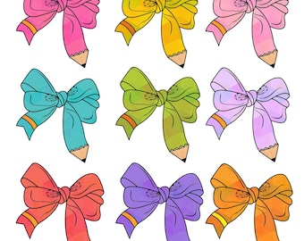 Pencil Bow PNG Clipart: Teacher Appreciation, Back To School (Digital Download)