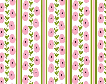 Pink Floral Stripe Seamless Pattern: Spring Flowers (Digital PNG)