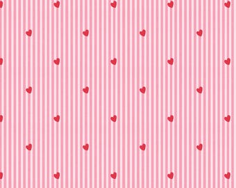 Valentine Hearts Pattern: Pink Watercolor Stripes, Commercial Use (Digital Download)