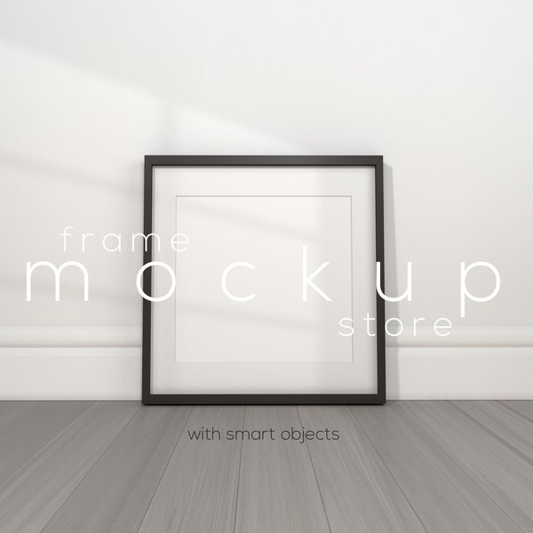 Square Frame Mockup, Black Frame Mockup, Simple Frame Mockup, PSD Frame Mock Up, Smart Layer, Frame with Mount, Mockup, Single Frame Mockup