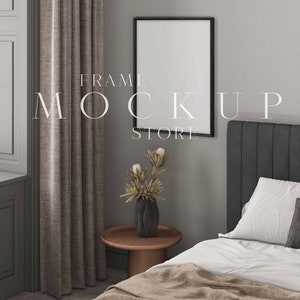 Dark Room Mockup, Black Frame Mockup, Frame Mockup, Portrait Frame Mockup, Vertical Frame Mockup, Art Mockup, Portrait Print Mockup
