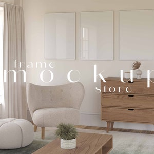 Scandinavian Frame Mockup, 3 Frame Mockup, Neutral Room Mockup, Gallery Frame Mockup, White Frame Mockup, Minimalist Mockup, Set of Frames