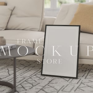 Frame Mockup, Black Frame Mockup, Vertical Mockup Frame, Living Room Mockup, Wall Art Mockup, Portrait Print Mockup, Vertical Poster Mockup