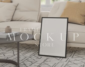 Frame Mockup, Black Frame Mockup, Vertical Mockup Frame, Living Room Mockup, Wall Art Mockup, Portrait Print Mockup, Vertical Poster Mockup