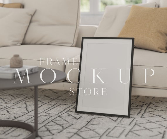 Frame Mockup, Black Frame Mockup, Vertical Mockup Frame, Living Room Mockup, Wall Art Mockup, Portrait Print Mockup, Vertical Poster Mockup