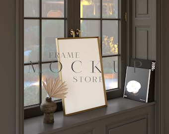 Dark Room Mockup, Gold Frame Mockup, Frame Mockup, Portrait Frame Mockup, Vertical Frame Mockup, Art Mockup, Portrait Print Mockup