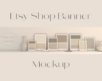 Etsy Shop Banner Mockup, Frame Mockup Banner, Frame Mockup, Scandinavian Frame Mockup, Neutral Frame Mockup, Boho Shop Banner, Etsy Branding
