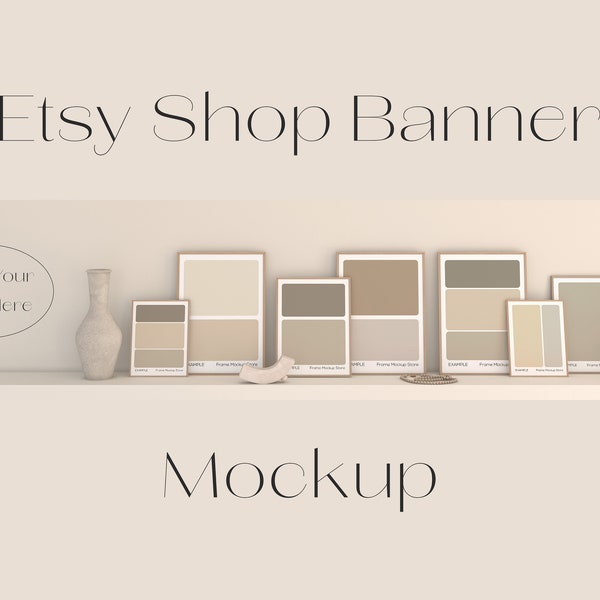 Etsy Shop Banner Mockup, Frame Mockup Banner, Frame Mockup, Scandinavian Frame Mockup, Neutral Frame Mockup, Boho Shop Banner, Etsy Branding