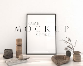 Frame Mockup, 1 Frame Mockup, Black Frame Mockup, Vertical Mockup Frame, Sideboard Mockup, Wall Art Mockup, Portrait Mockup, Poster Mockup